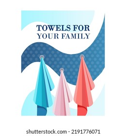 Modern flyers design for towels store. Hotel, laundry or shop advertisement with text. Textile and fabric. Template for promotional leaflet or brochure