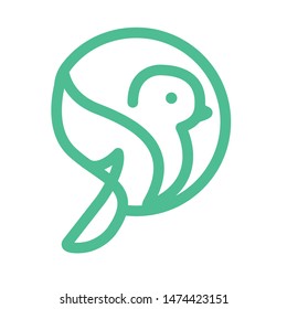 Modern flying bird line logo emblem