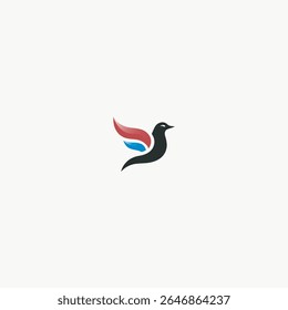 Modern Flying Bird Logo with Red and Blue Wings isolated with white background. 