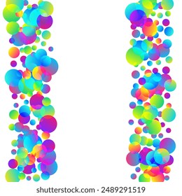 Modern flying confetti decoration vector background. Rainbow round particles new year decor. Surprise burst party confetti. Holiday celebration decoration illustration. Random pieces.