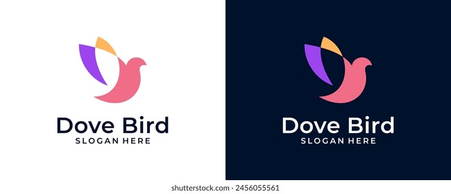 Modern Flying Dove silhouette Logo vector