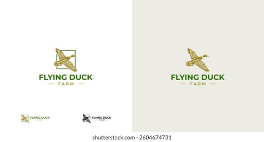 Modern flying duck farm logo vector