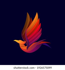 Modern Flying Phoenix colorful gradient vector