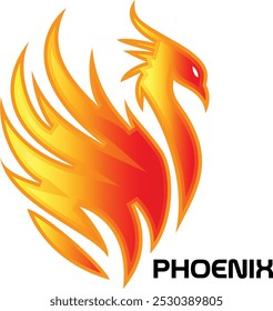 Modern flying phoenix shot bird logo design vector download