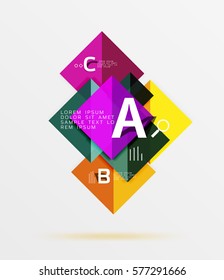 Modern flying square infographic. Vector template background for workflow layout, diagram, number options or web design