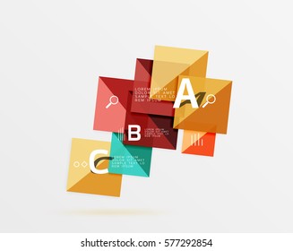 Modern flying square infographic. Vector template background for workflow layout, diagram, number options or web design