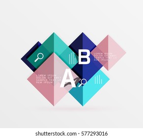 Modern flying square infographic. Vector template background for workflow layout, diagram, number options or web design