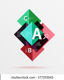 Modern flying square infographic. Vector template background for workflow layout, diagram, number options or web design