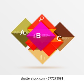 Infografía moderna de vuelo cuadrado. Fondo de plantilla de vector para diseño de flujo de trabajo, diagrama, opciones de número o diseño web
