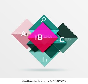 Modern flying square infographic. Vector template background for workflow layout, diagram, number options or web design