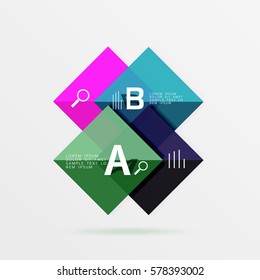Infografía moderna de vuelo cuadrado. Fondo de plantilla de vector para diseño de flujo de trabajo, diagrama, opciones de número o diseño web