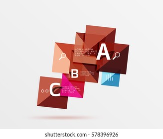 Modern flying square infographic. Vector template background for workflow layout, diagram, number options or web design