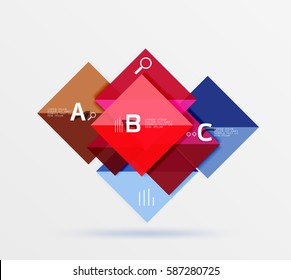 Modern flying square infographic. Vector template background for workflow layout, diagram, number options or web design