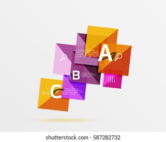 Modern flying square infographic. Vector template background for workflow layout, diagram, number options or web design