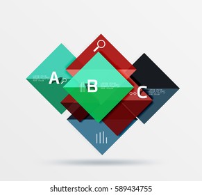 Infografía moderna de vuelo cuadrado. Fondo de plantilla de vector para diseño de flujo de trabajo, diagrama, opciones de número o diseño web