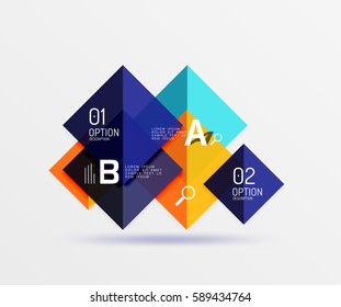 Infografía moderna de vuelo cuadrado. Fondo de plantilla de vector para diseño de flujo de trabajo, diagrama, opciones de número o diseño web