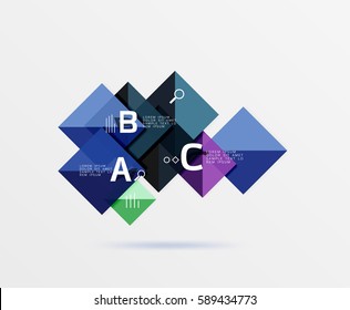 Modern flying square infographic. Vector template background for workflow layout, diagram, number options or web design
