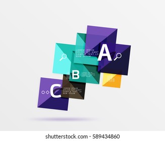 Modern flying square infographic. Vector template background for workflow layout, diagram, number options or web design