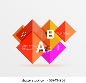 Modern flying square infographic. Vector template background for workflow layout, diagram, number options or web design