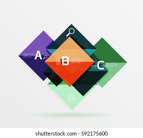 Modernes, fliegendes Quadrat-Infografik. Vektorvorlagenhintergrund für das Workflowlayout, -diagramm, -nummeroptionen oder Webdesign