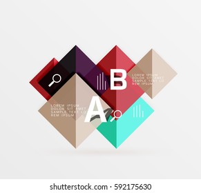 Modern flying square infographic. Vector template background for workflow layout, diagram, number options or web design