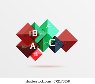 Modern flying square infographic. Vector template background for workflow layout, diagram, number options or web design