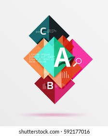 Modern flying square infographic. Vector template background for workflow layout, diagram, number options or web design