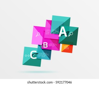 Modern flying square infographic. Vector template background for workflow layout, diagram, number options or web design
