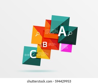 Modernes, fliegendes Quadrat-Infografik. Vektorvorlagenhintergrund für das Workflowlayout, -diagramm, -nummeroptionen oder Webdesign