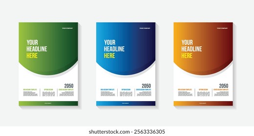 Modern folding ribbon theme book cover template in gradient color. A4 size book cover template for annual report, magazine, booklet, proposal, portfolio, brochure, poster