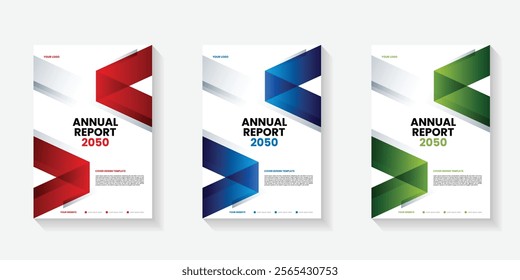 Modern folding ribbon theme book cover template in gradient color. A4 size book cover template for annual report, magazine, booklet, proposal, portfolio, brochure, poster