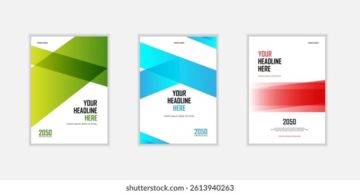 Modern folding ribbon theme book cover template in gradient color. A4 size book cover template for annual report, magazine, booklet, proposal, portfolio, brochure, poster