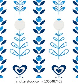Modern folk seamless pattern. Scandinavian motif.