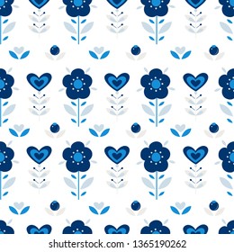Modern folk seamless pattern. Scandinavian motif.