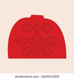 Moderno estilo popular vetor ornamental vaso ilustração. Ilustração de vaso estilo popular. Ilustração de vaso popular vermelho
