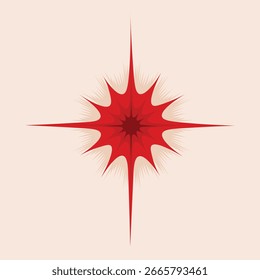 Ilustración de estrella ornamental de Vector de estilo popular moderno. Ilustración de estrella de estilo Folk. Ilustración de estrella folk roja. Clipart de objetos solares de estilo popular moderno