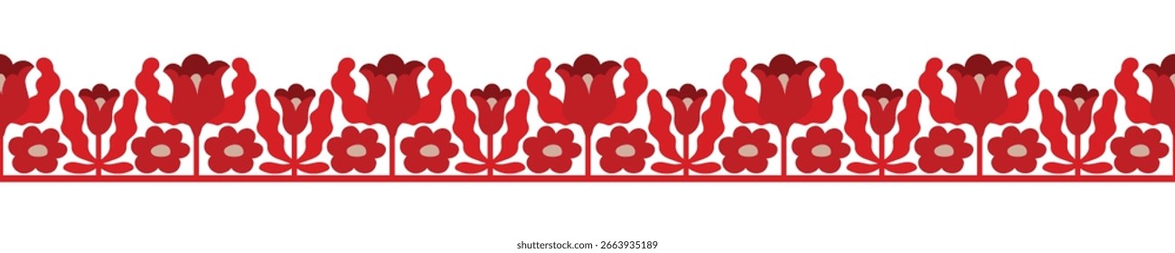 Borde sin costuras de Vector de estilo popular moderno. Ornamento de Folk