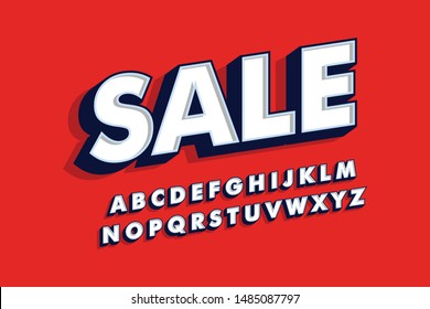 Modern Font Alphabet 3D bold. Modern Font For sticker and poster