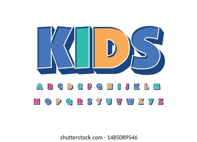 Modern Font Alphabet 3D bold. Modern Font For sticker and poster