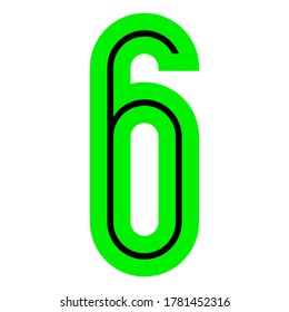 Modern Font, alphabet in the bright style, Vector number six