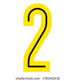 Modern Font, alphabet in the bright style, Vector number two