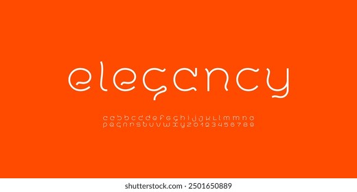 Modern font alphabet made beauty style thin letters and numbers, vector illustration 10EPS