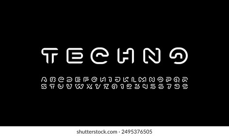 Modern font alphabet from segment bold line, minimal technology style letters, and numbers, vector illustration 10EPS