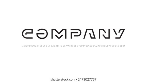 Modern font alphabet from segment line, minimal technology style letters, and numbers, vector illustration 10EPS