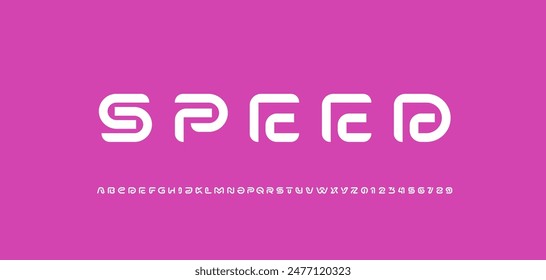 Modern font alphabet from segment line, minimal technology style white letters and numbers, vector illustration 10EPS