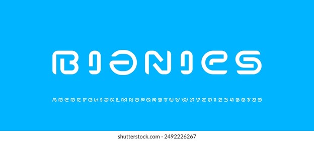 Modern font alphabet from segment line, minimal technology style white letters and numbers, vector illustration 10EPS
