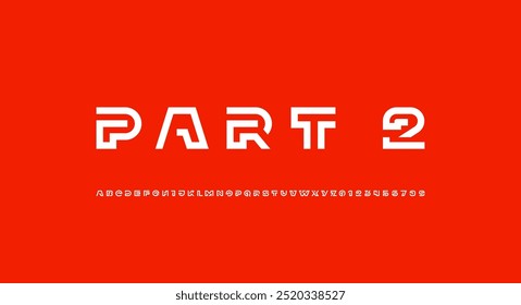 Modern font alphabet from segment white line, minimal technology style letters, and numbers, vector illustration 10EPS