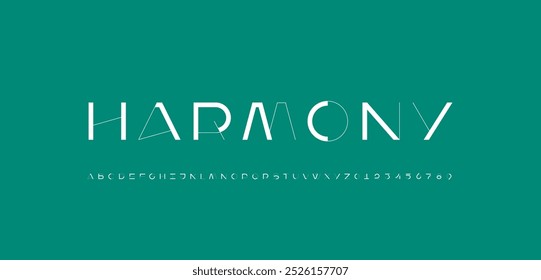 Modern font alphabet, trendy geometric letters and numbers, vector illustration 10EPS