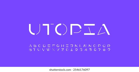 Alfabeto tipográfico moderno, letras de corte blanco de moda de la A a la Z y números de 0 a 9, Ilustración vectorial 10EPS.