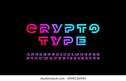 Modern font bright alphabet from segment line, minimal technology style letters, and numbers, vector illustration 10EPS